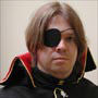 ( Did you just say my eyepatch was CROOKED??!  I'm so furious I'll just glare at you halfway.. )